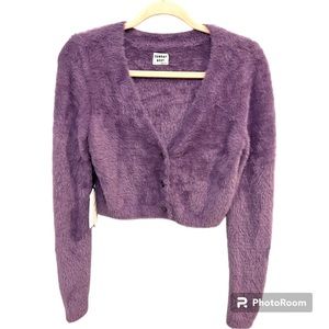 Aritzia Sunday Best Fuzzy Cardigan Size Medium Purple NWT K0294